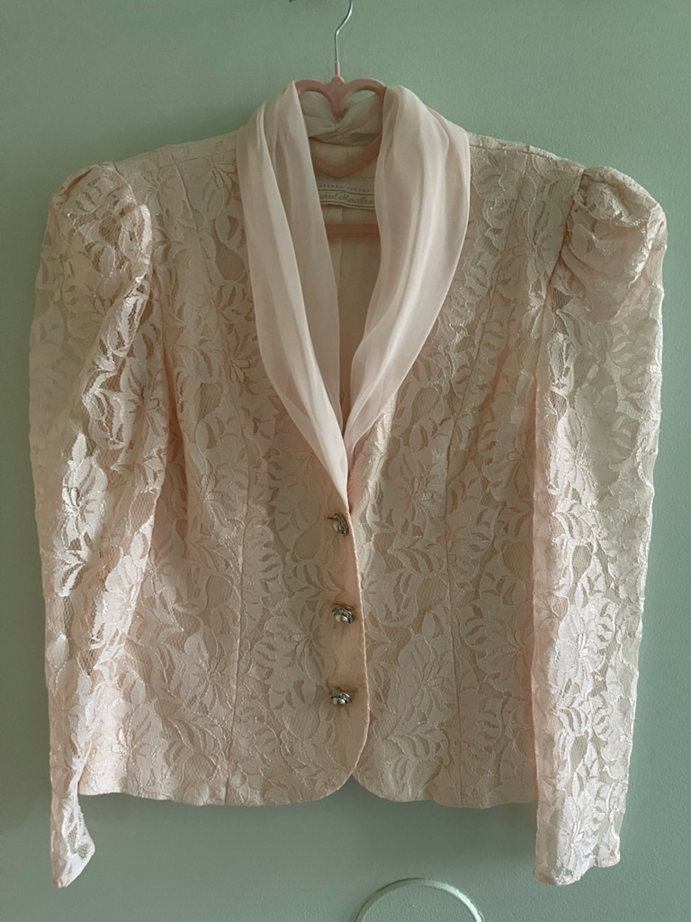 Women’s 80’s Pink Lace Vintage Barbara Chodos for Michael Marcella Jacket